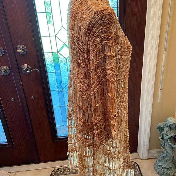 Romans open cardigan Carmel/off White duster size 14/16 - Picture 5 of 11